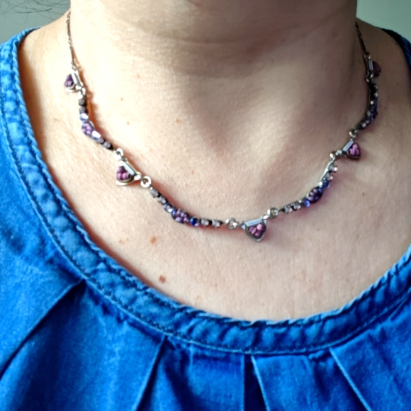 Designer Ayala Bar Purple & Antiqued Silver Necklace - Picture 3 of 15